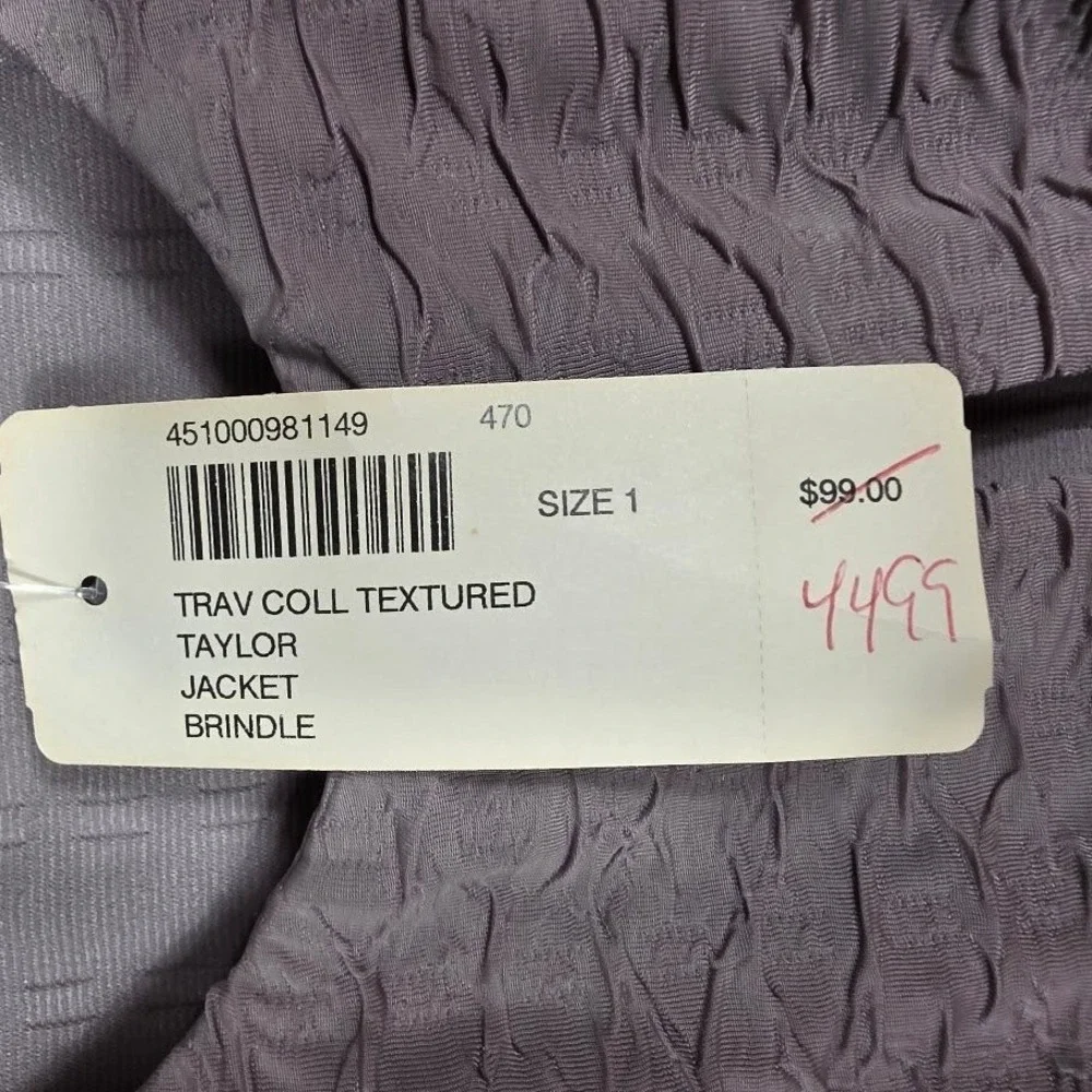 Chico's Taylor Jacket Women Size S‎ Brindle Brown Textured Travelers Open Front